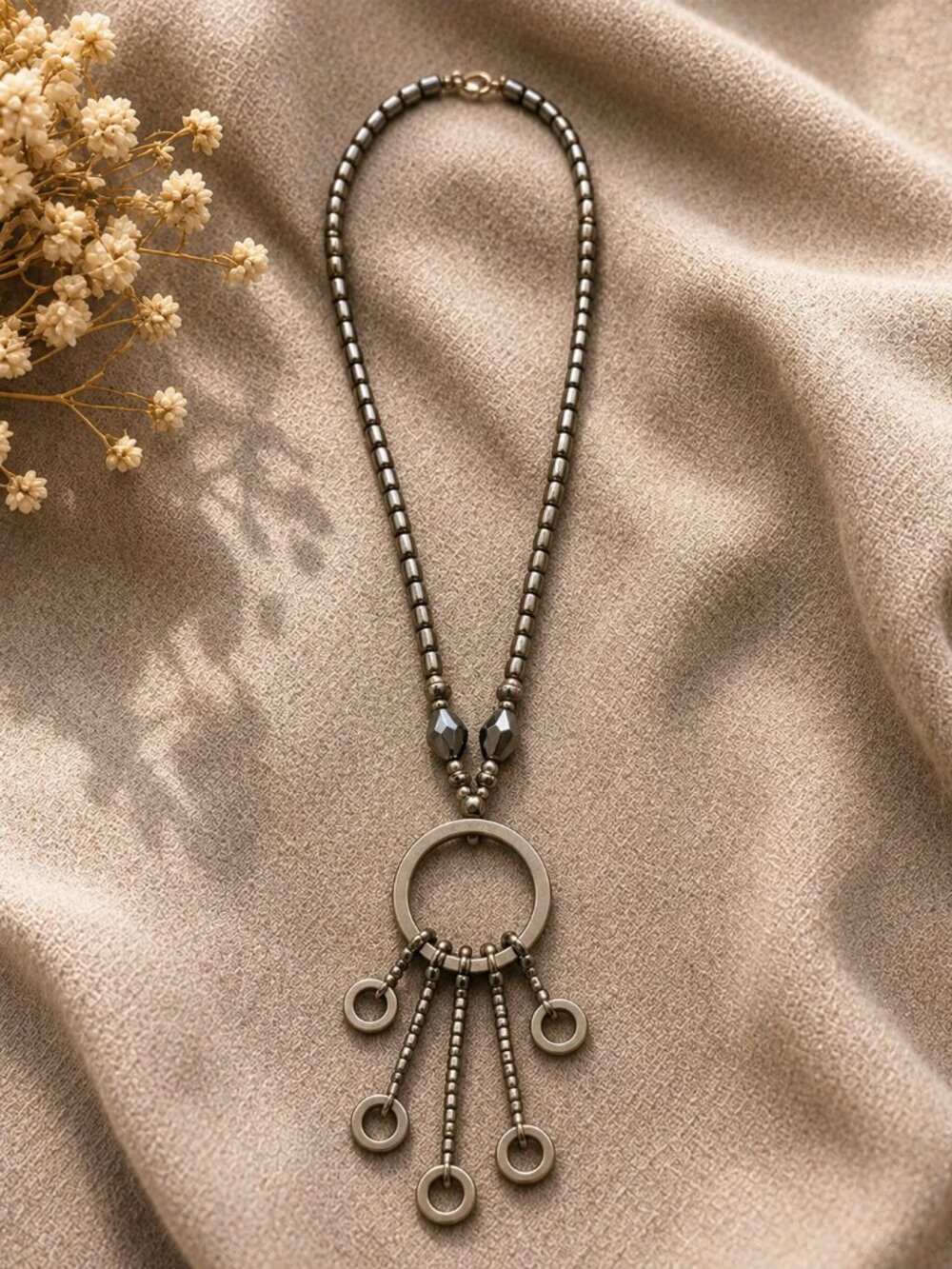Vintage Hematite Statement Necklace